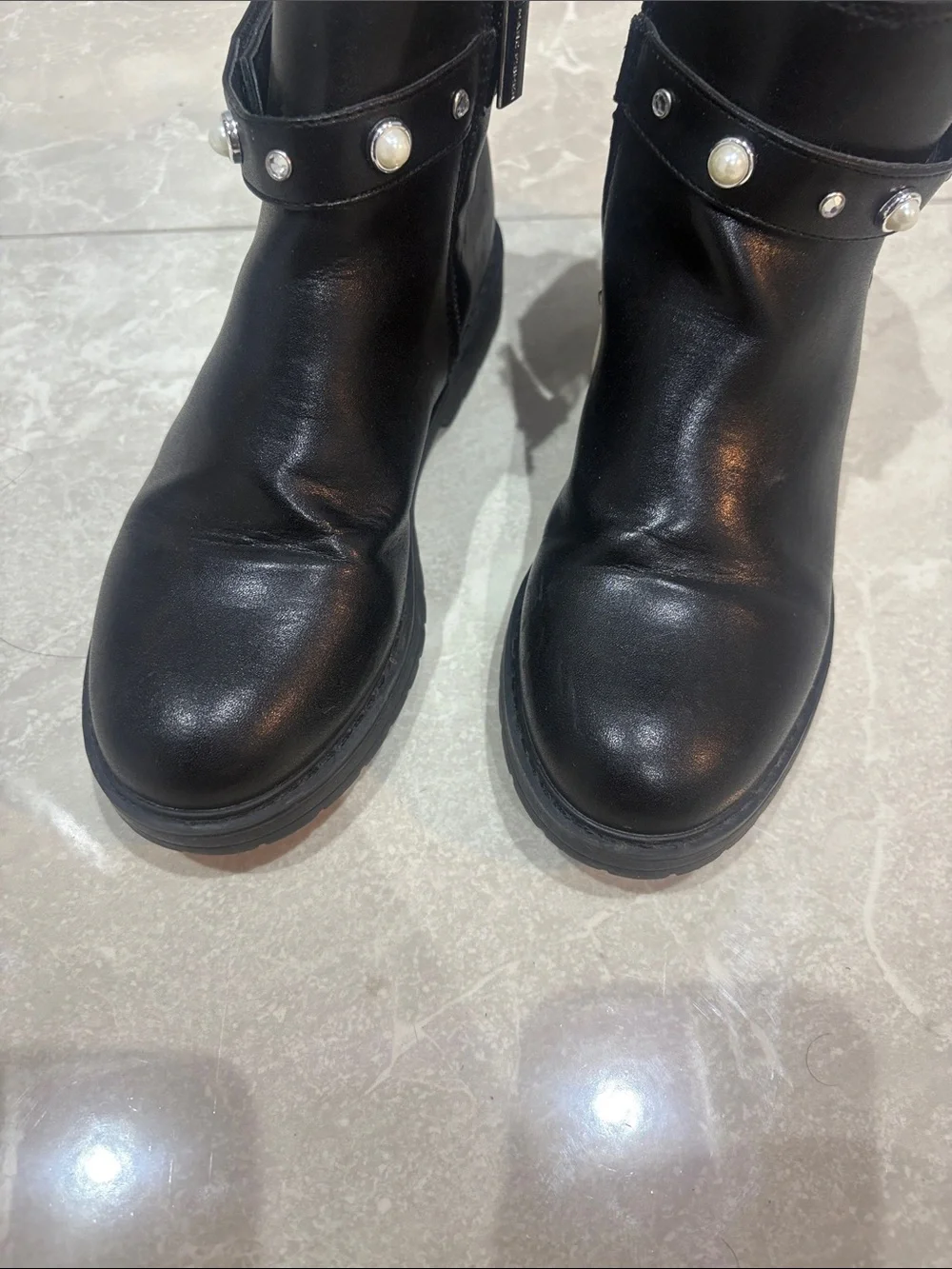Marc Fisher Black Pearl-Accent Kids Ankle Boots